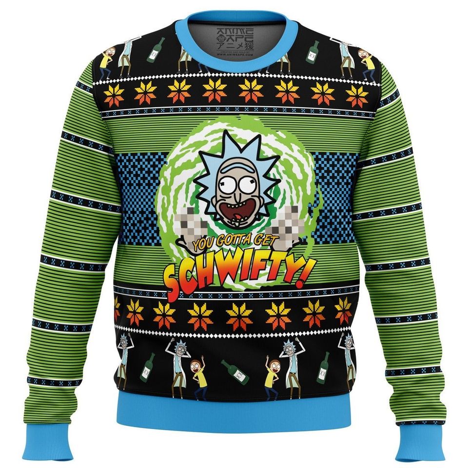 Let's get schwif! Rick and Rickandmorty Ugly Christmas Sweater, Christmas Gift