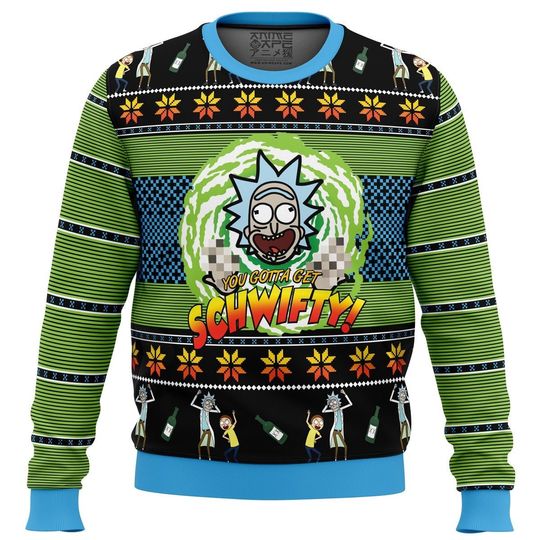 Let's get schwif! Rick and Rickandmorty Ugly Christmas Sweater, Christmas Gift - Image 5