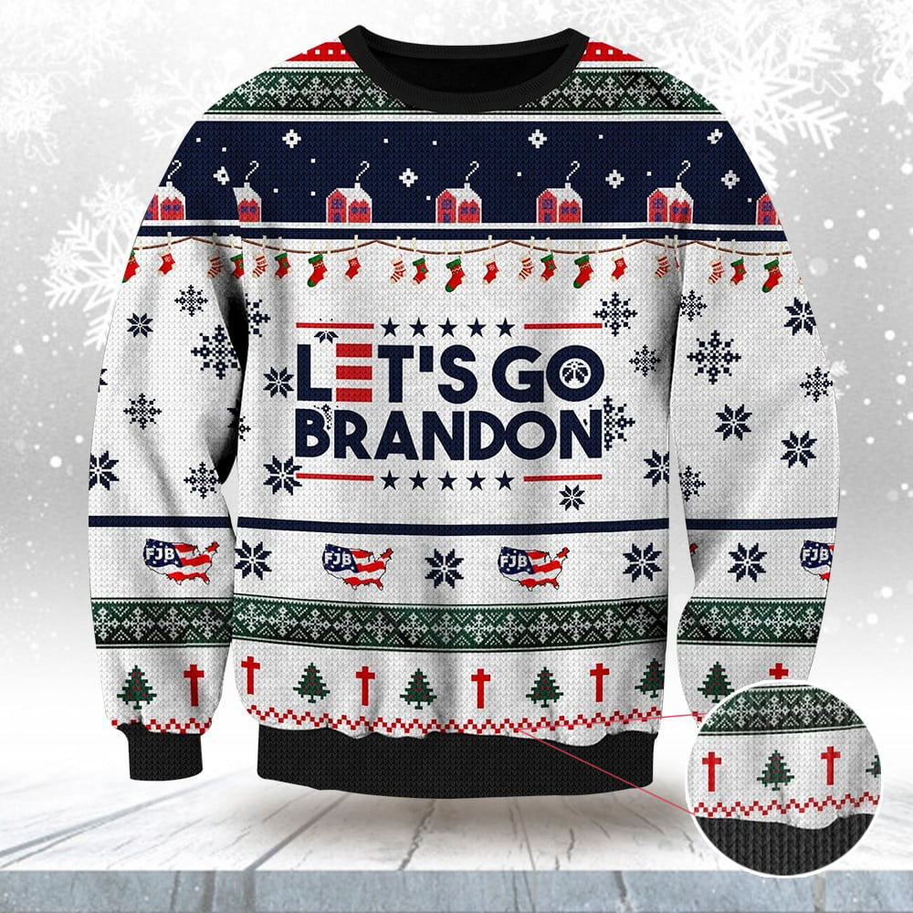 Let's Go Brandon Christmas Sweater FJB Let's Go Brandon Ugly Xmas Sweater Women Men - Image 2
