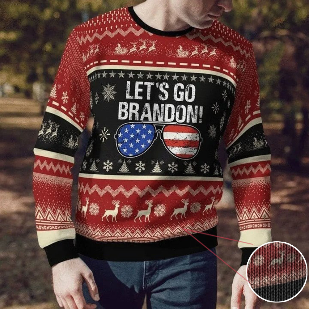 Let's Go Brandon Ugly Christmas Sweater Let's Go Brandon FJB Merch Christmas 2024 Gifts - Image 2