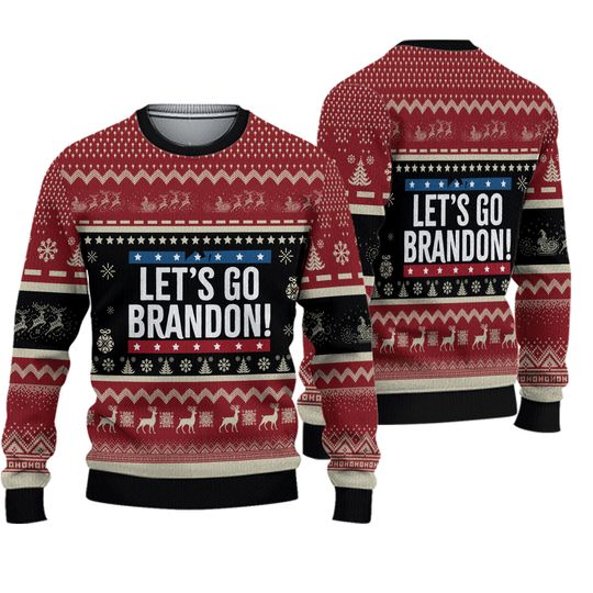 Let's Go Brandon Ugly Christmas Sweater, Ugly Christmas Sweater - Image 3
