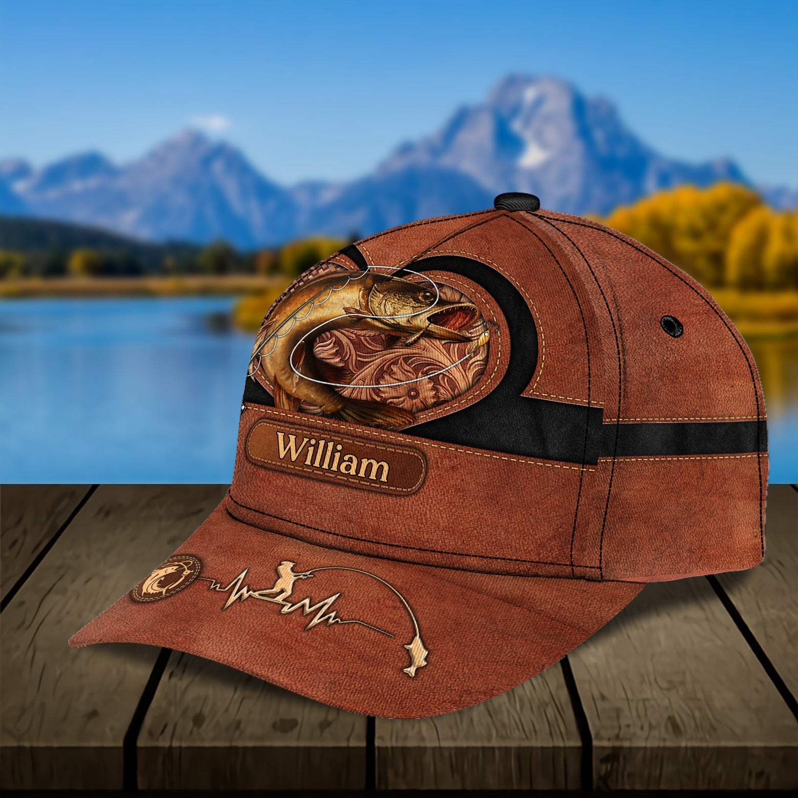 Let's Go Fishing Personalized Classic Cap, Personalized Gift for Fishing Lovers Trucker Hats Custom Hats Gifts For Men & Women