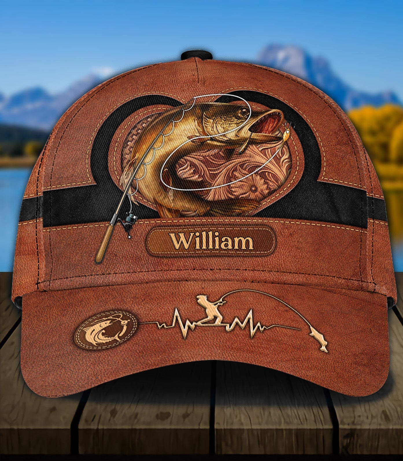 Let's Go Fishing Personalized Classic Cap, Personalized Gift for Fishing Lovers Trucker Hats Custom Hats Gifts For Men & Women