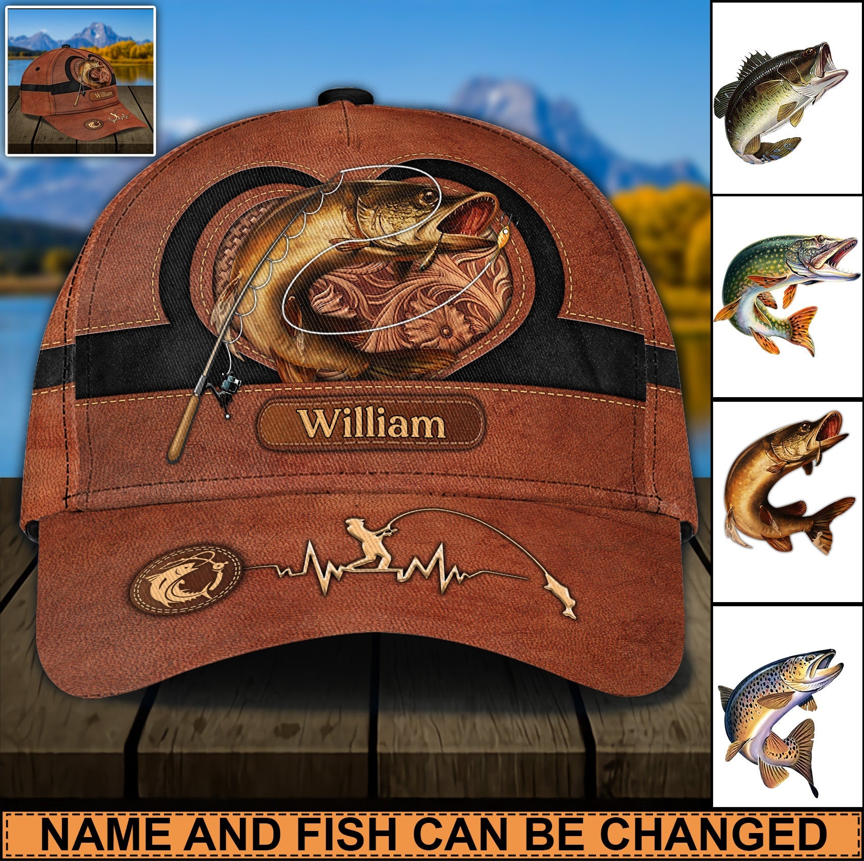 Let's Go Fishing Personalized Classic Cap, Personalized Gift for Fishing Lovers Trucker Hats Custom Hats Gifts For Men & Women