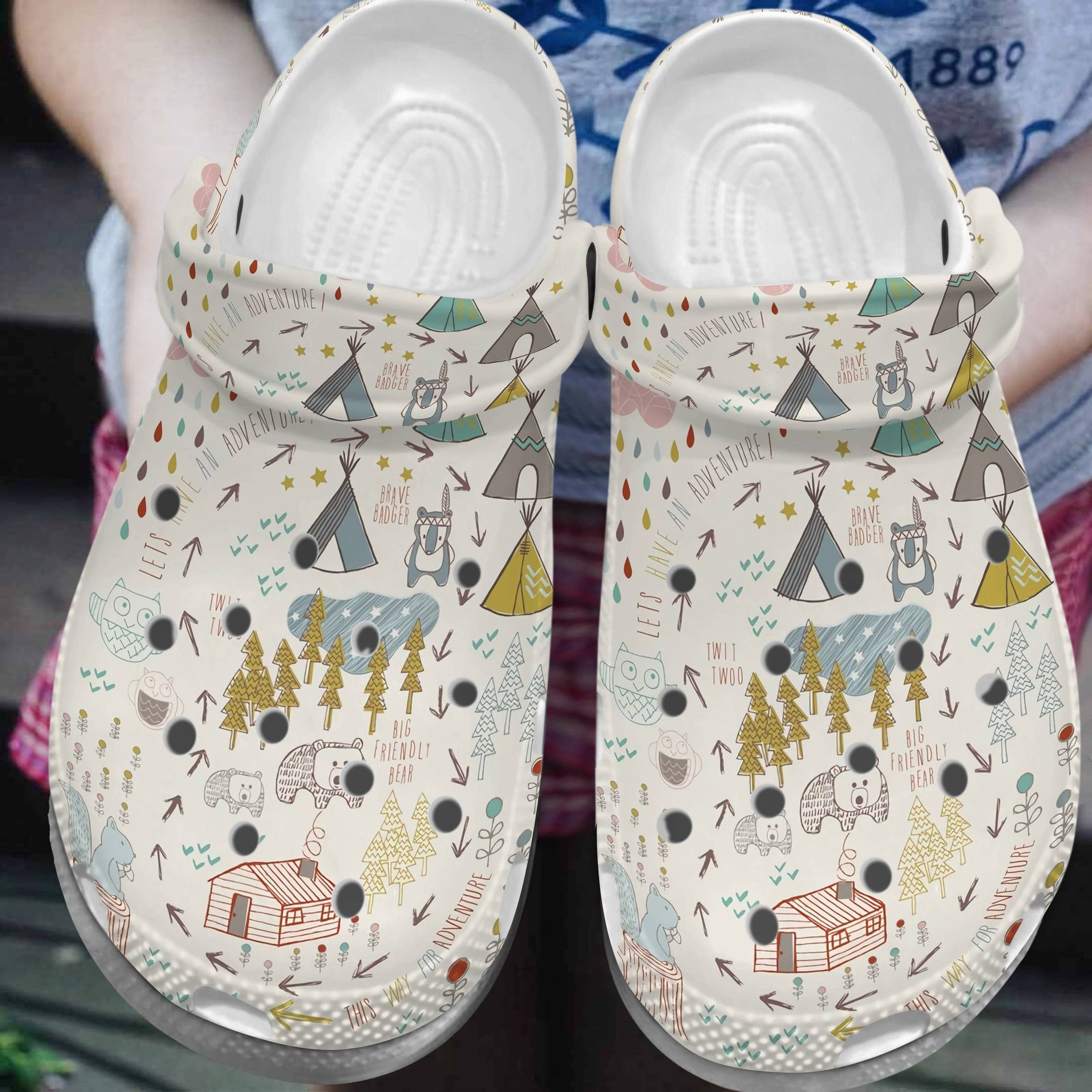 Lets Have An Adventure Tent Shoes Clogs Birthday Gift