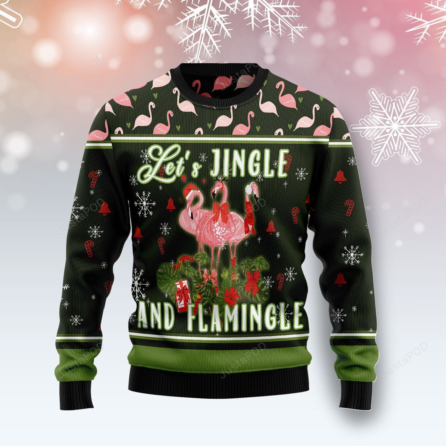 Let?S Jingle And Flamingle Ugly Christmas Sweater Adult 3D Funny Matching for family