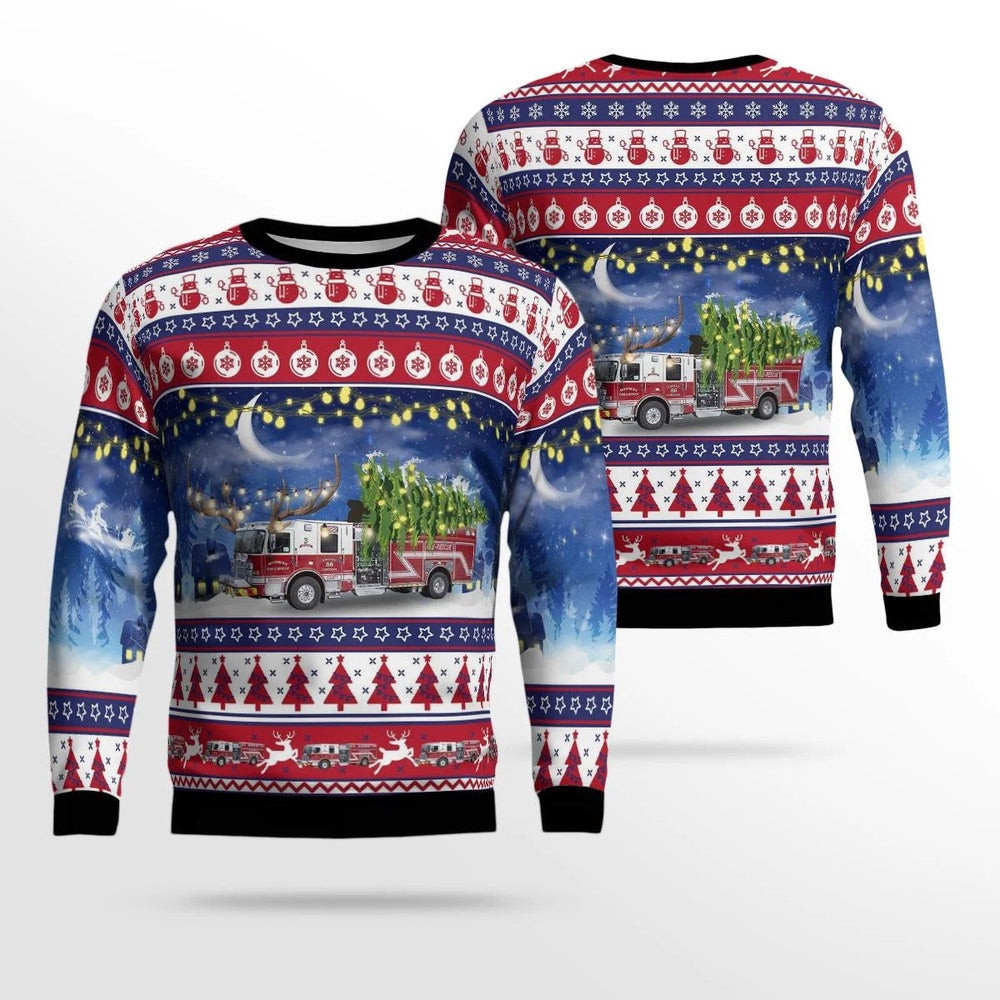 Lexington North Carolina Midway Fire Department AOP Ugly Sweater Christmas Unisex Sweaters Gift For Christmas