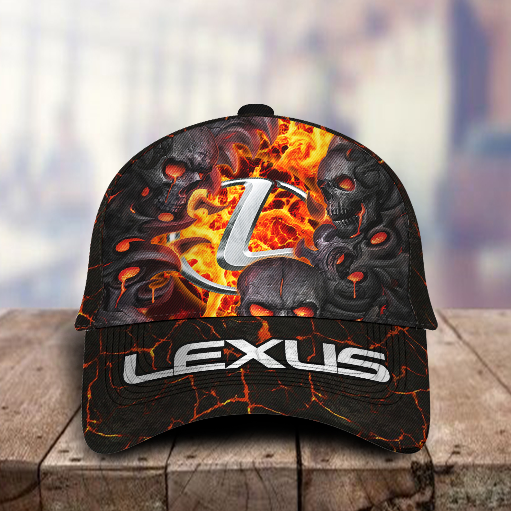 Lexus 3D Classic Cap Skull Fire Car Motor Brand Hats Trucker Hats Custom Hats Gifts For Men & Women