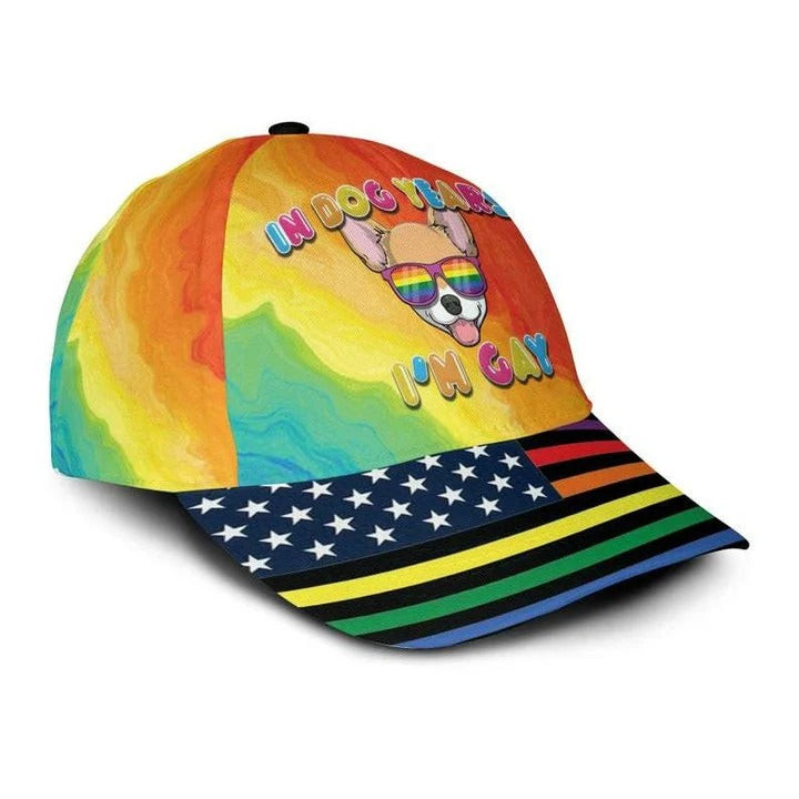 LGBT All Over Printing 3D Baseball Cap Hat In Dog Years I'm Gay, Pride Accessories Trucker Hats Custom Hats Gifts For Men & Women