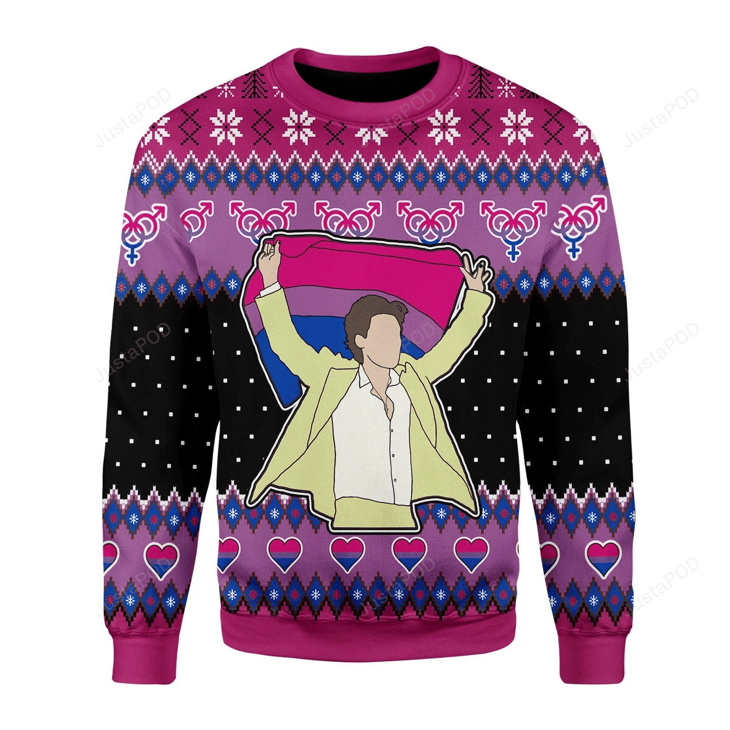 Lgbt Bisexual Flag Ugly Christmas Sweater Adult 3D Funny Matching for family