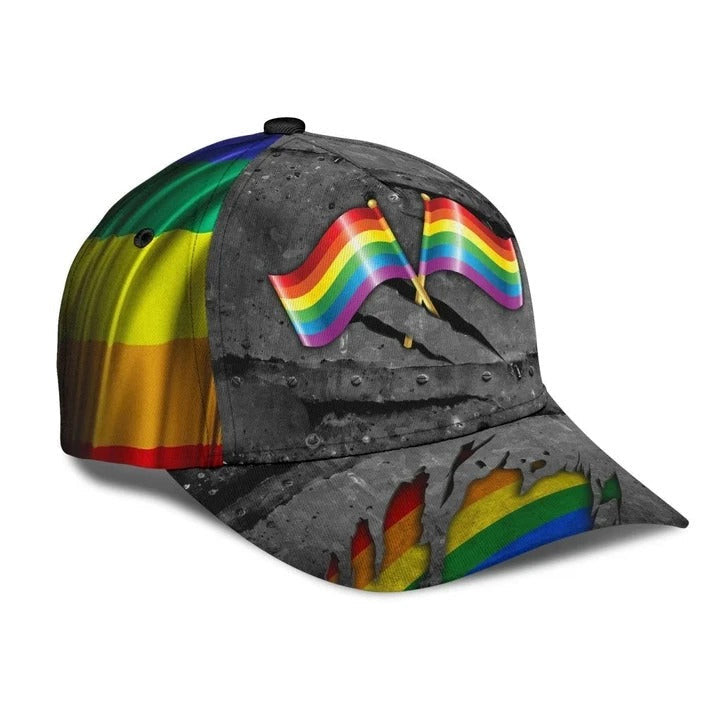 Lgbt Cap, Lgbt Pride Crack All Over Printing 3D Baseball Cap Hat Trucker Hats Custom Hats Gifts For Men & Women