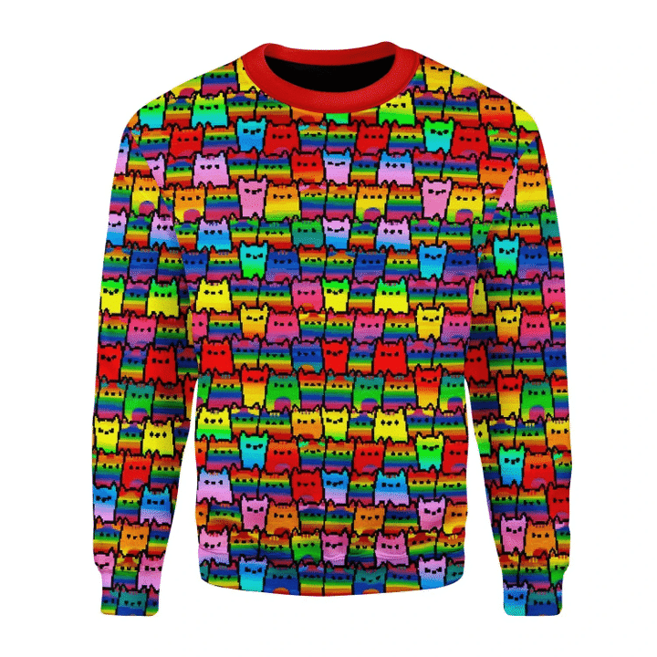 LGBT Cats Ugly Christmas Sweater Adult 3D Funny Matching for family