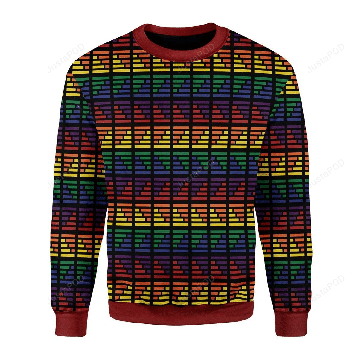 Lgbt Flag Stripes Ugly Christmas Sweater Adult 3D Funny Matching for family