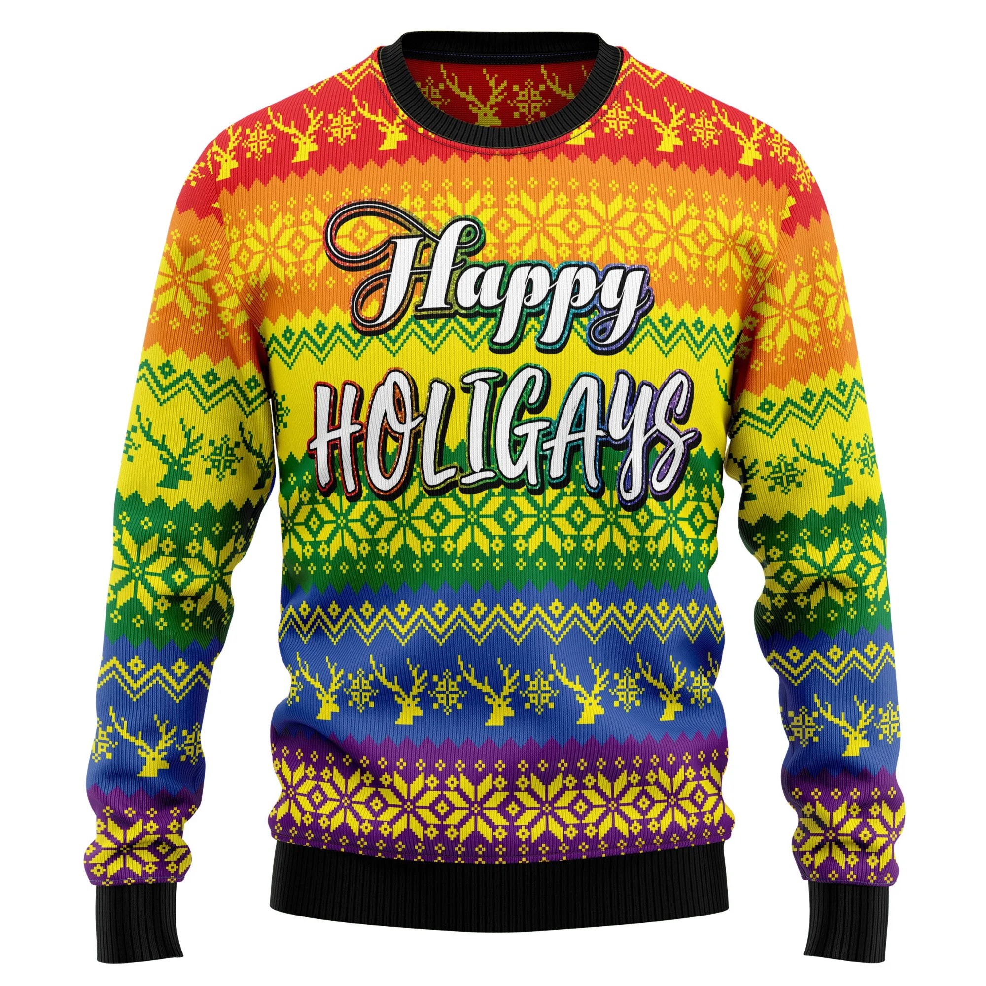 LGBT Gay Pride Happy Holigays Ugly Christmas Sweater