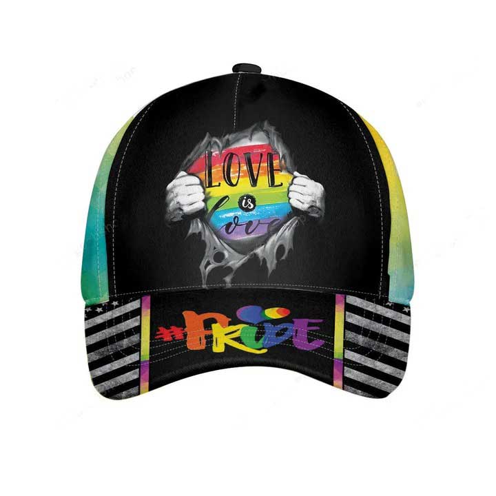 LGBT Heart Classic Cap, Lesbian Baseball Cap, Gay Pride Heart Rainbow Baseball Cap Trucker Hats Custom Hats Gifts For Men & Women