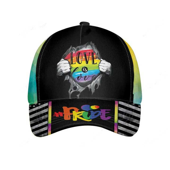 LGBT Heart Classic Cap, Lesbian Baseball Cap, Gay Pride Heart Rainbow Baseball Cap Trucker Hats Custom Hats Gifts For Men & Women