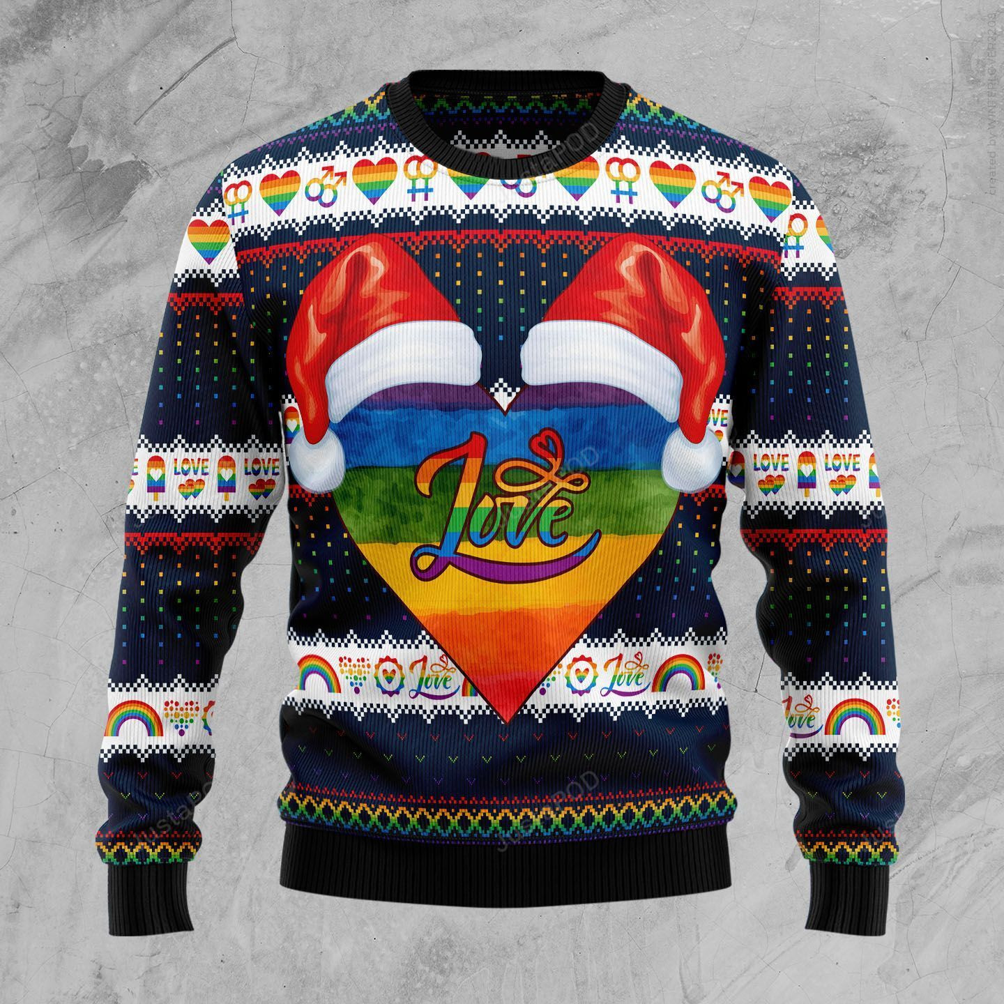 Lgbt Heart Ugly Christmas Sweater Adult 3D Funny Matching for family