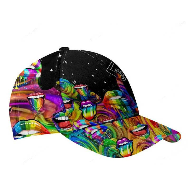 Lgbt Lips And Flowers Classic Cap, Rainbow 3D All Over Printed Baseball Cap For Pride Month, Gaymer Cap Trucker Hats Custom Hats Gifts For Men & Women