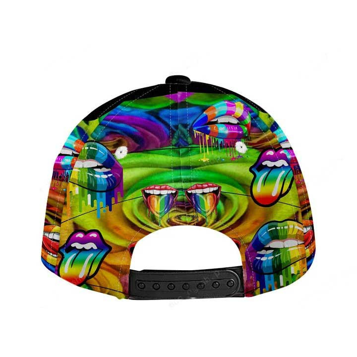Lgbt Lips And Flowers Classic Cap, Rainbow 3D All Over Printed Baseball Cap For Pride Month, Gaymer Cap Trucker Hats Custom Hats Gifts For Men & Women