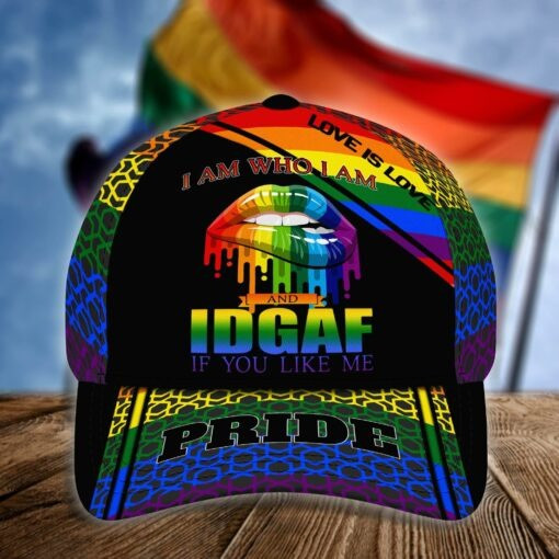 LGBT Pride Cap, I Am Who I Am And Idgaf If You Like Me 3D Baseball Cap For LGBT Pride Month Trucker Hats Custom Hats Gifts For Men & Women