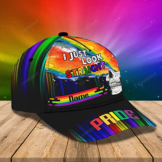 Lgbt Pride I Just Look Straight Rainbow Hats 3D classic cap Trucker Hats Custom Hats Gifts For Men & Women