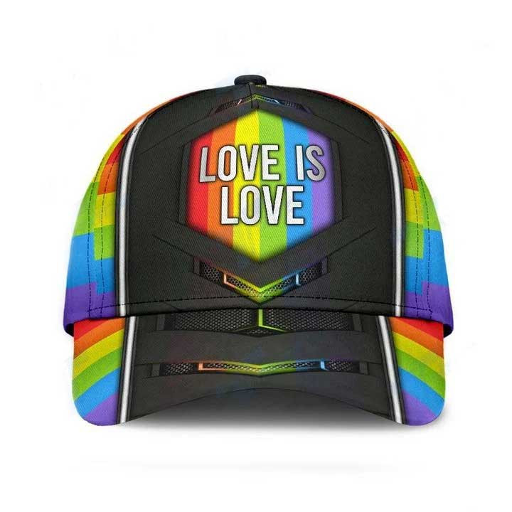LGBT Pride Love Is Love Classic Cap, Gay Pride Baseball 3D Printed Cap, Pride Accessories Trucker Hats Custom Hats Gifts For Men & Women