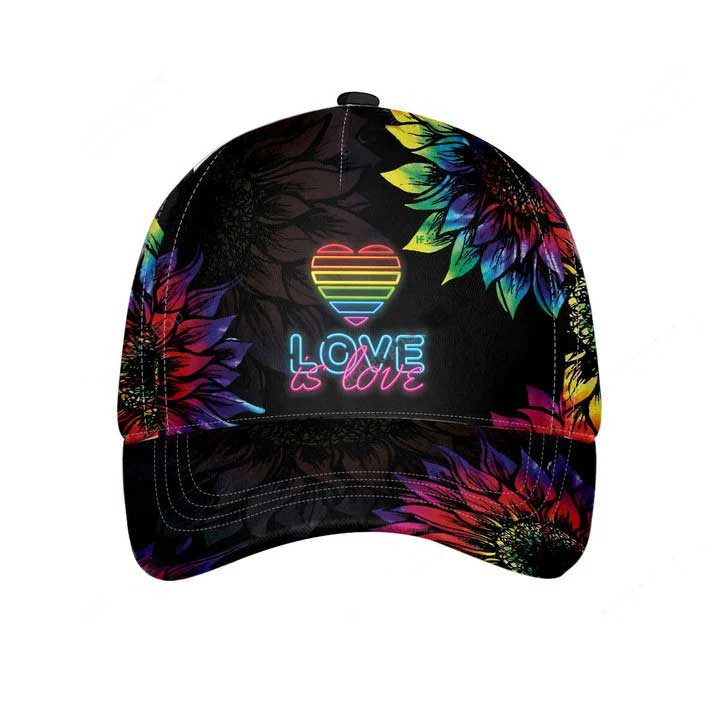 LGBT Pride Love Is Love Classic Cap, Gay Pride Baseball 3D Printed Cap, Pride Accessories Trucker Hats Custom Hats Gifts For Men & Women