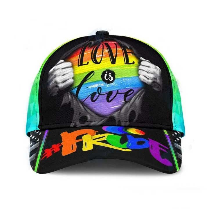 LGBT Pride Love Is Love Classic Cap, Gay Pride Baseball 3D Printed Cap, Pride Accessories Trucker Hats Custom Hats Gifts For Men & Women