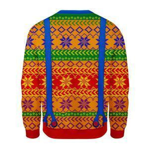 LGBT With Tie And Suspenders Ugly Christmas Sweater Adult 3D Funny Matching for family - Image 2