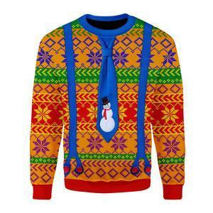 LGBT With Tie And Suspenders Ugly Christmas Sweater Adult 3D Funny Matching for family