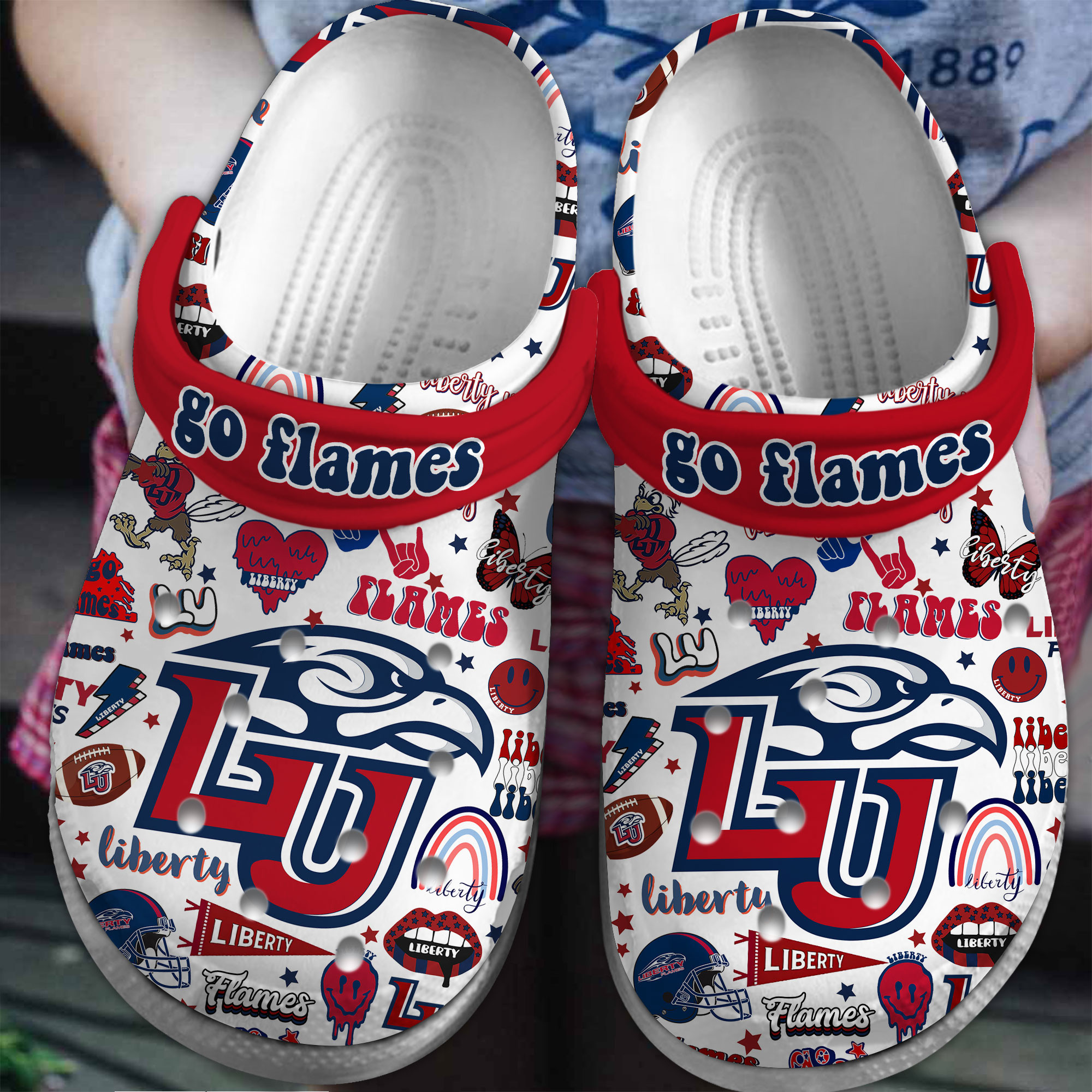 Liberty Flames NCAA Sport Crocs Crocband Clogs Shoes Comfortable For Men Women and Kids