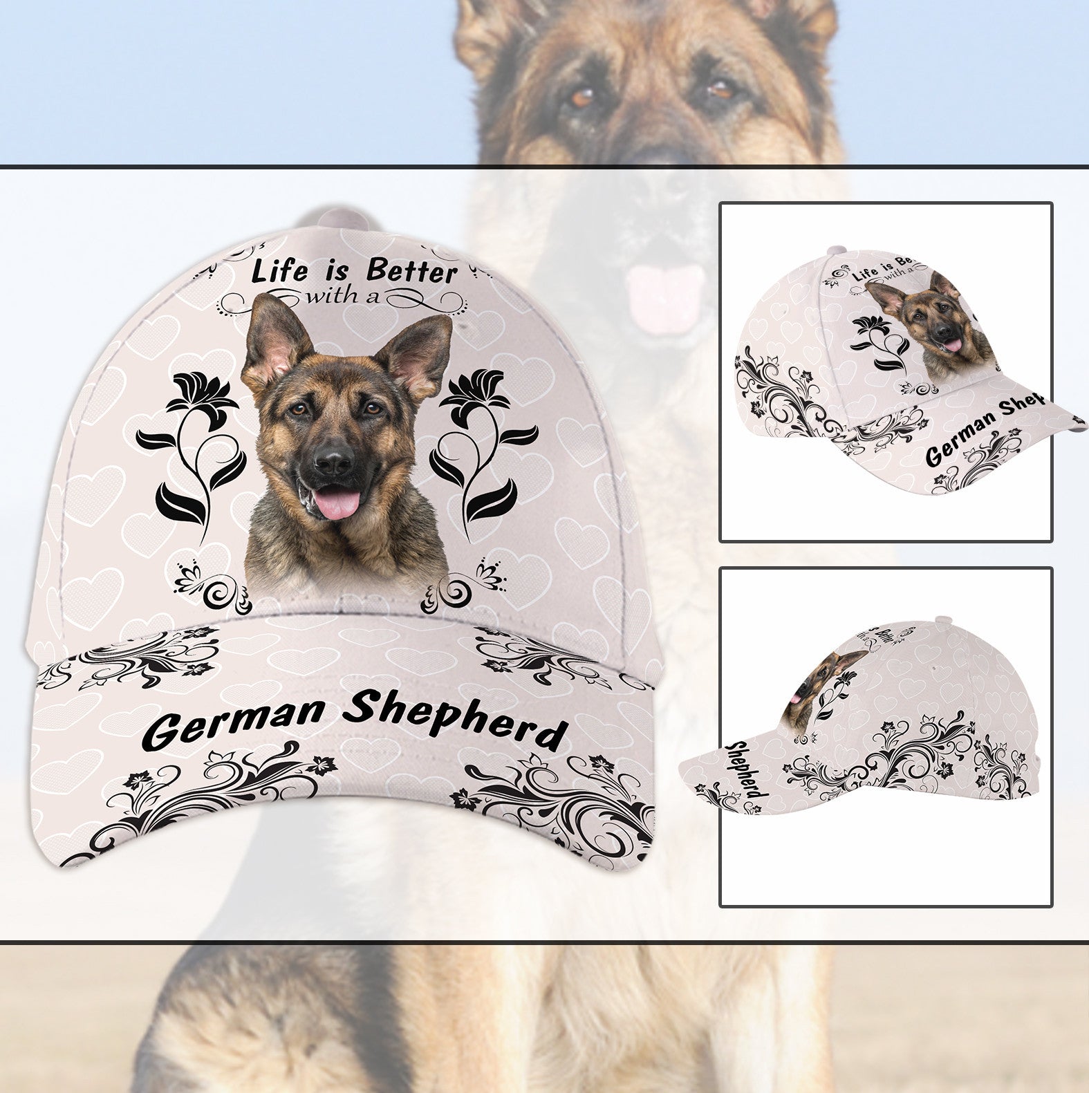 Life Is Better With German Shepherd Hat Classic Cap Trucker Hats Custom Hats Gifts For Men & Women