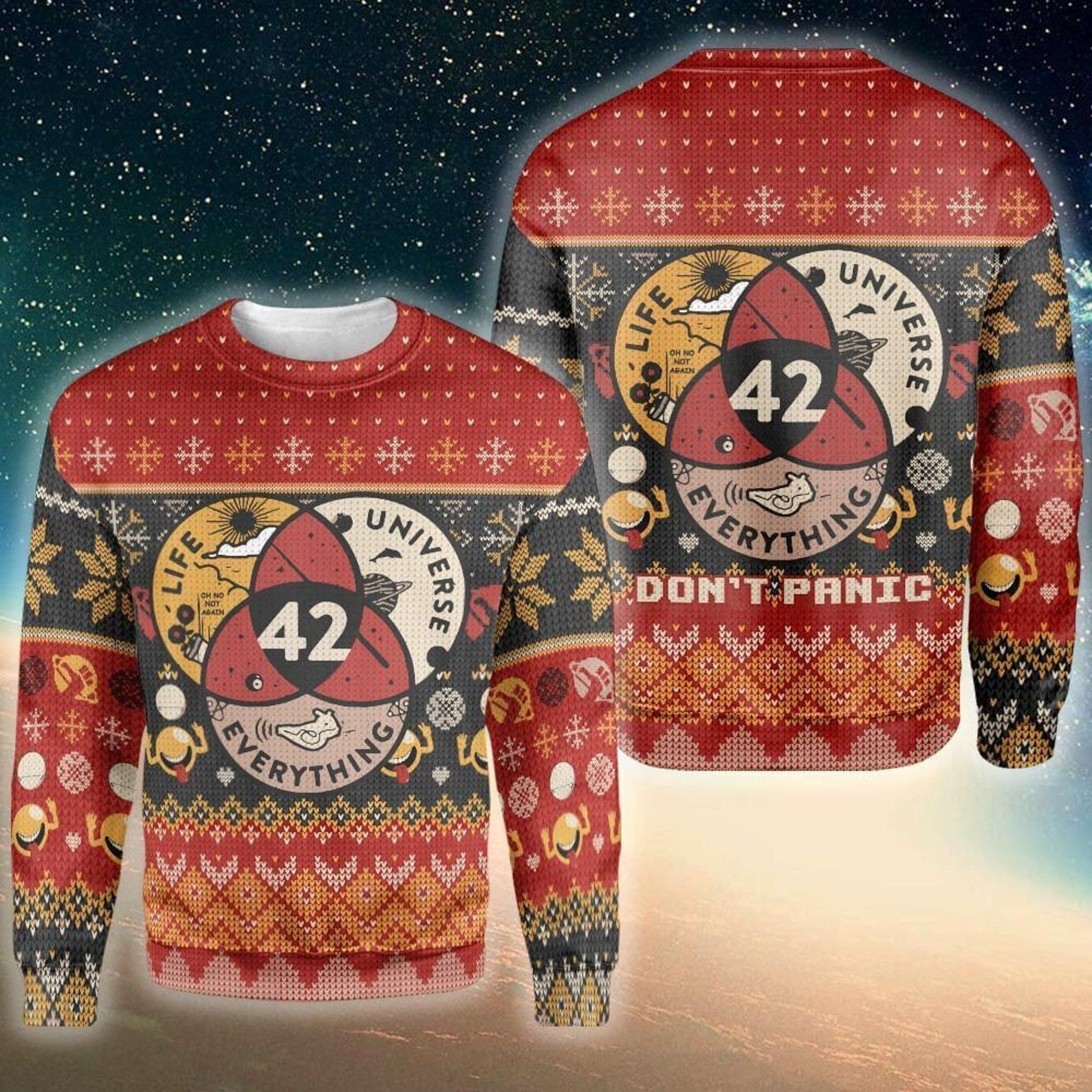 Life Universe Everything 42 For Unisex Ugly Christmas Sweater Adult 3D Funny Matching for family
