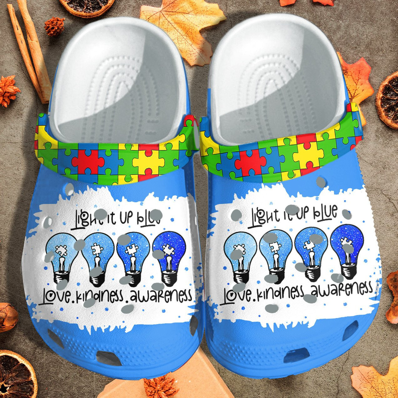 Light It Up Blue Clogs - Autism Awareness Shoes Gifts For Men Women