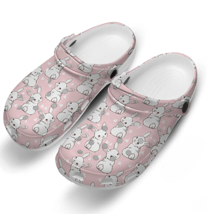 Light Pink Bunny Crocs Crocband Clogs Shoes Comfortable For Men Women and Kids