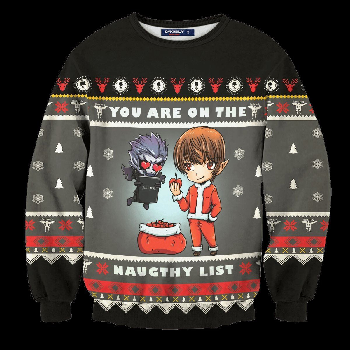 Light Yagami You Are The Naughty List Ugly Christmas Sweater Adult 3D Funny Matching for family