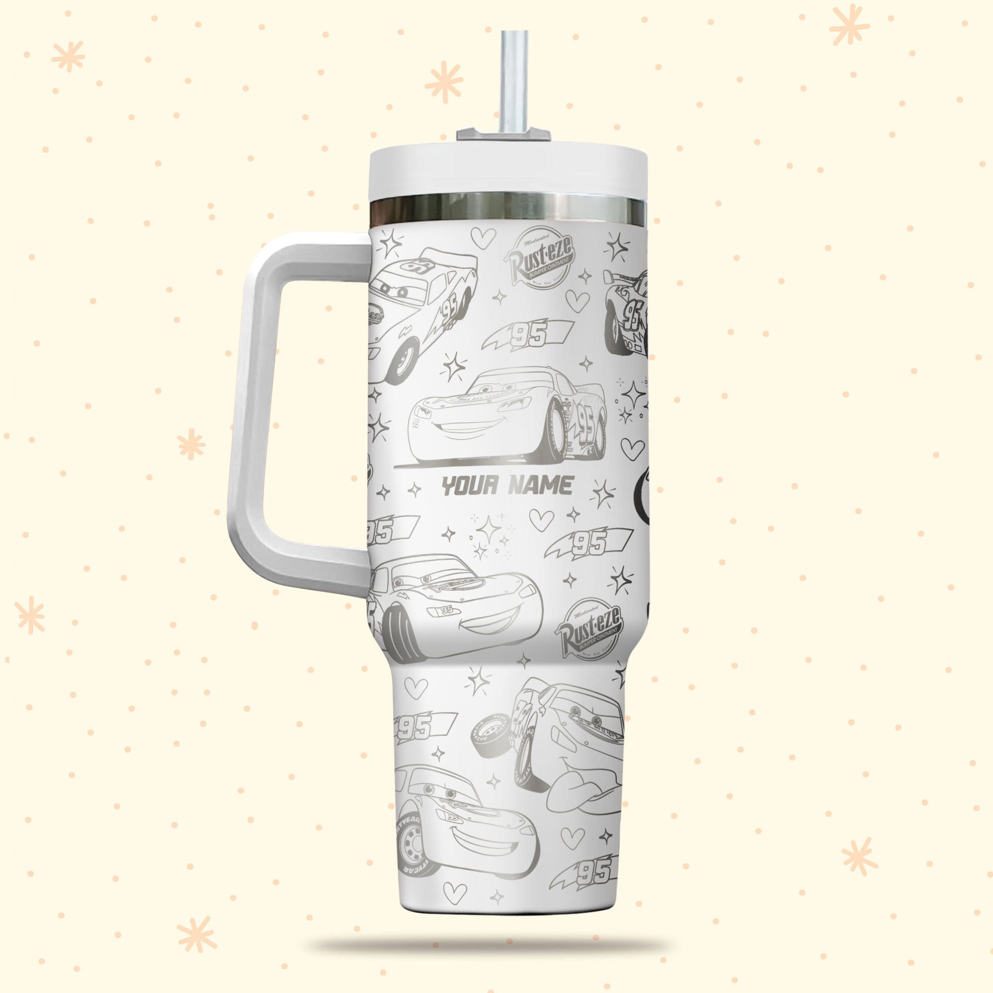 Lightning McQueen Cars Disney Cartoon Custom Stanley Cup 40 oz 30 oz Tumbler With HandleTVC2301975