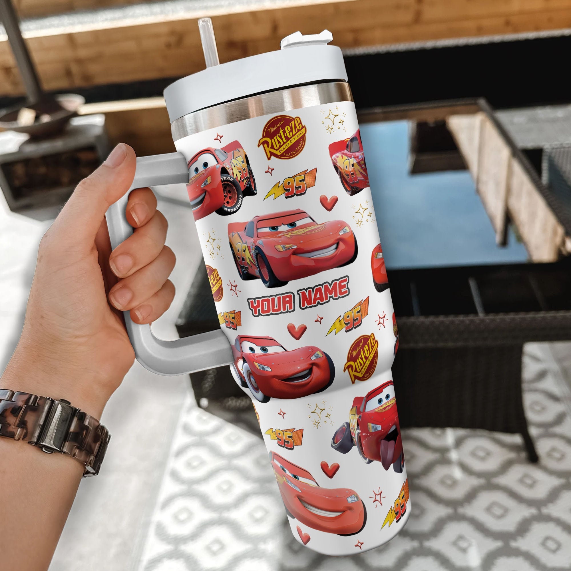 Lightning McQueen Cars Disney Cartoon Custom Stanley Cup 40 oz 30 oz Tumbler With HandleTVC2301982