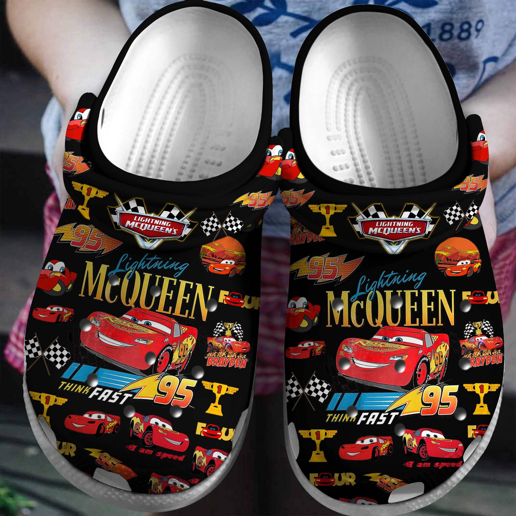 Lightning Mcqueen Cartoon Crocs Crocband Clogs Shoes Comfortable For Men Women and Kids
