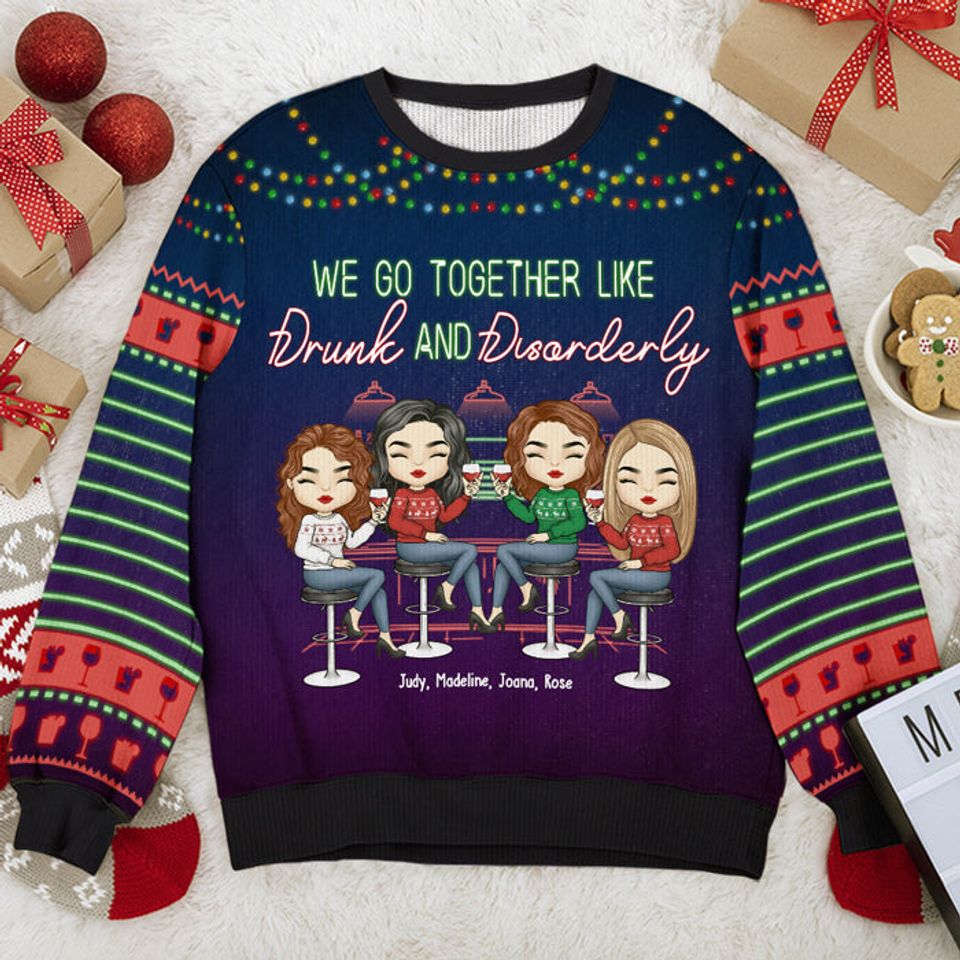 Like Drunk And Disorderly Christmas Wool Jumper Personalized Custom Ugly Sweatshirt