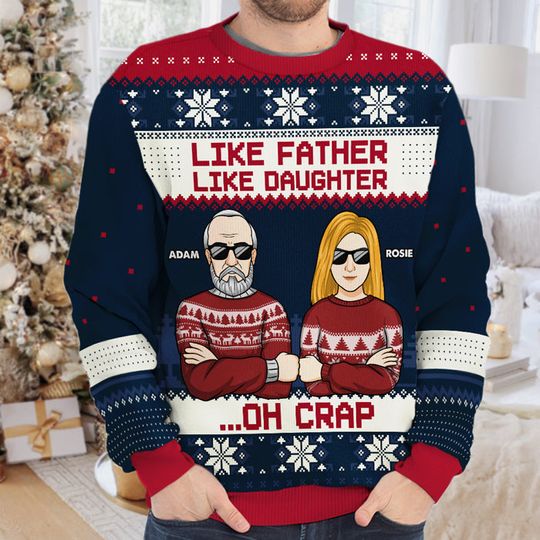Like Parents Like Child - Personalized Custom Unisex Ugly Christmas Sweatshirt - Image 9