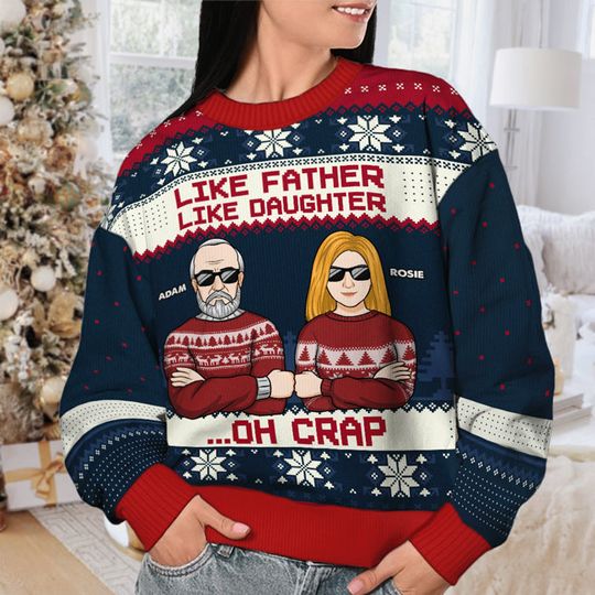 Like Parents Like Child - Personalized Custom Unisex Ugly Christmas Sweatshirt - Image 10