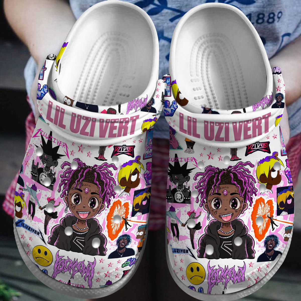 Lil Uzi Vert Music Crocs Crocband Clogs Shoes Comfortable For Men Women and Kids