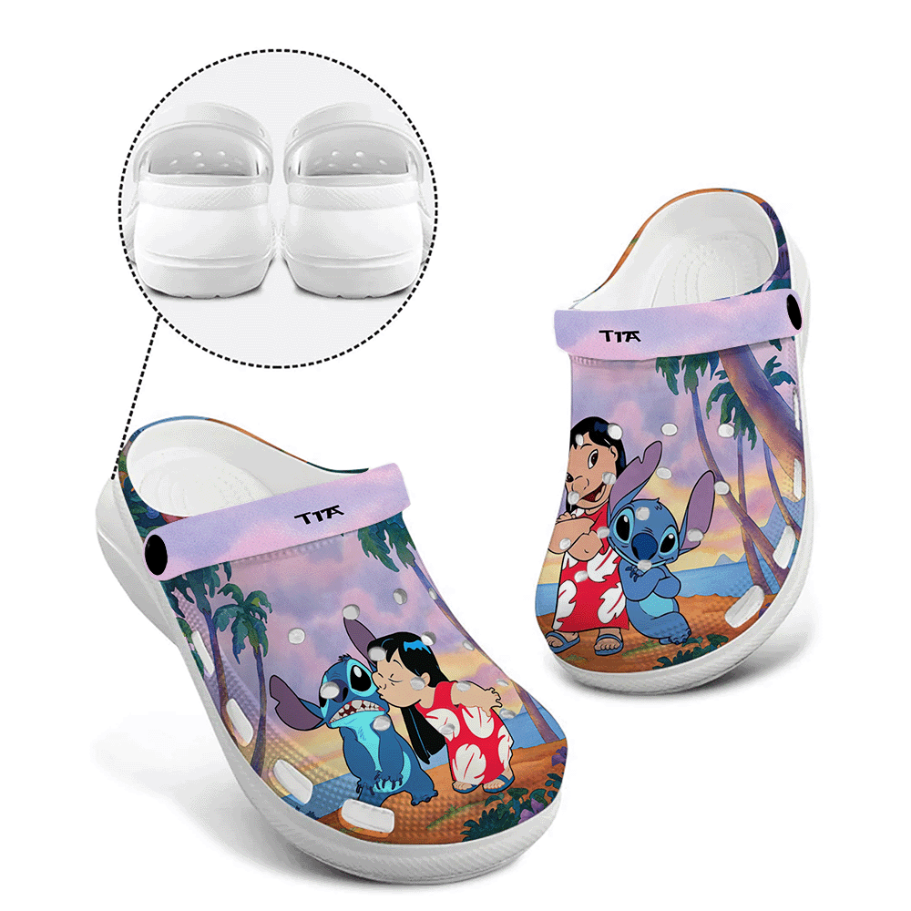 Lilo And Stitch Cartoon Crocs Crocband Clogs Shoes Comfortable For Men Women and Kids