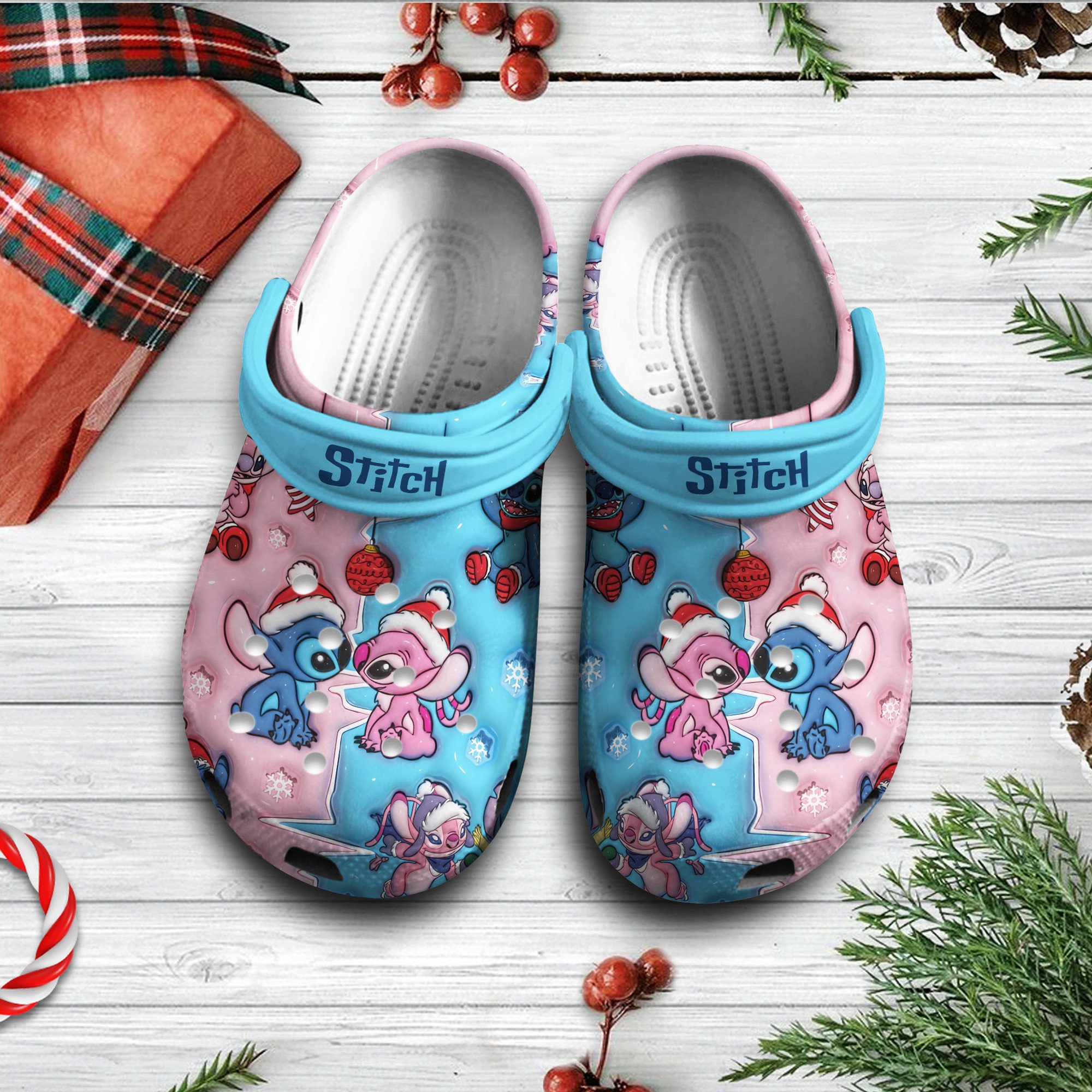 Lilo And Stitch Christmas Disney Cartoon Crocs Crocband Clogs Shoes Comfortable For Men Women and Kids