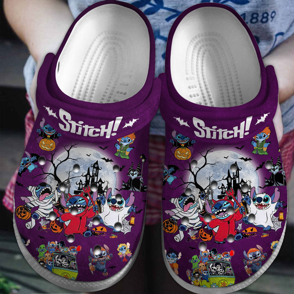 Lilo and Stitch Halloween Cartoon Crocs Crocband Clogs Shoes Comfortable For Men Women and Kids