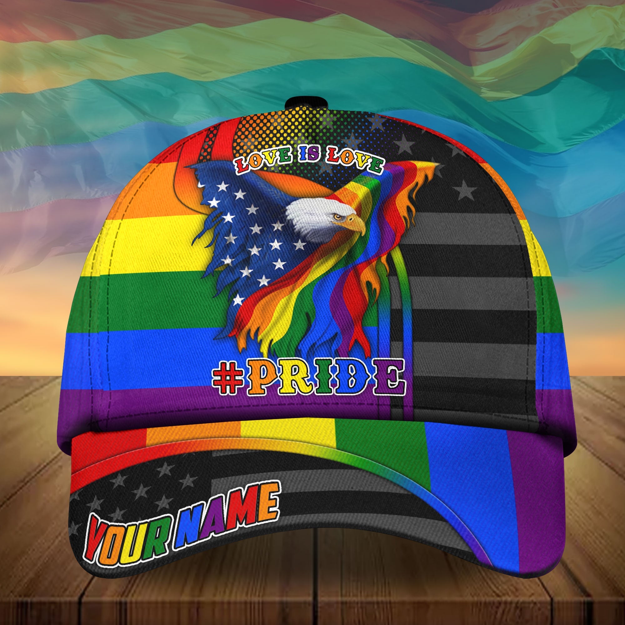 Limited Edition American Pride, Love Is Love Pride US Eagle Hats Personalized Trucker Hats Custom Hats Gifts For Men & Women