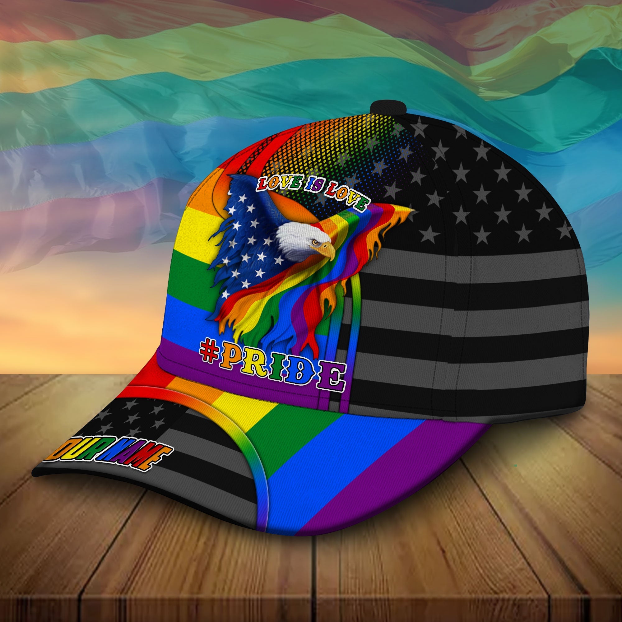 Limited Edition American Pride, Love Is Love Pride US Eagle Hats Personalized Trucker Hats Custom Hats Gifts For Men & Women