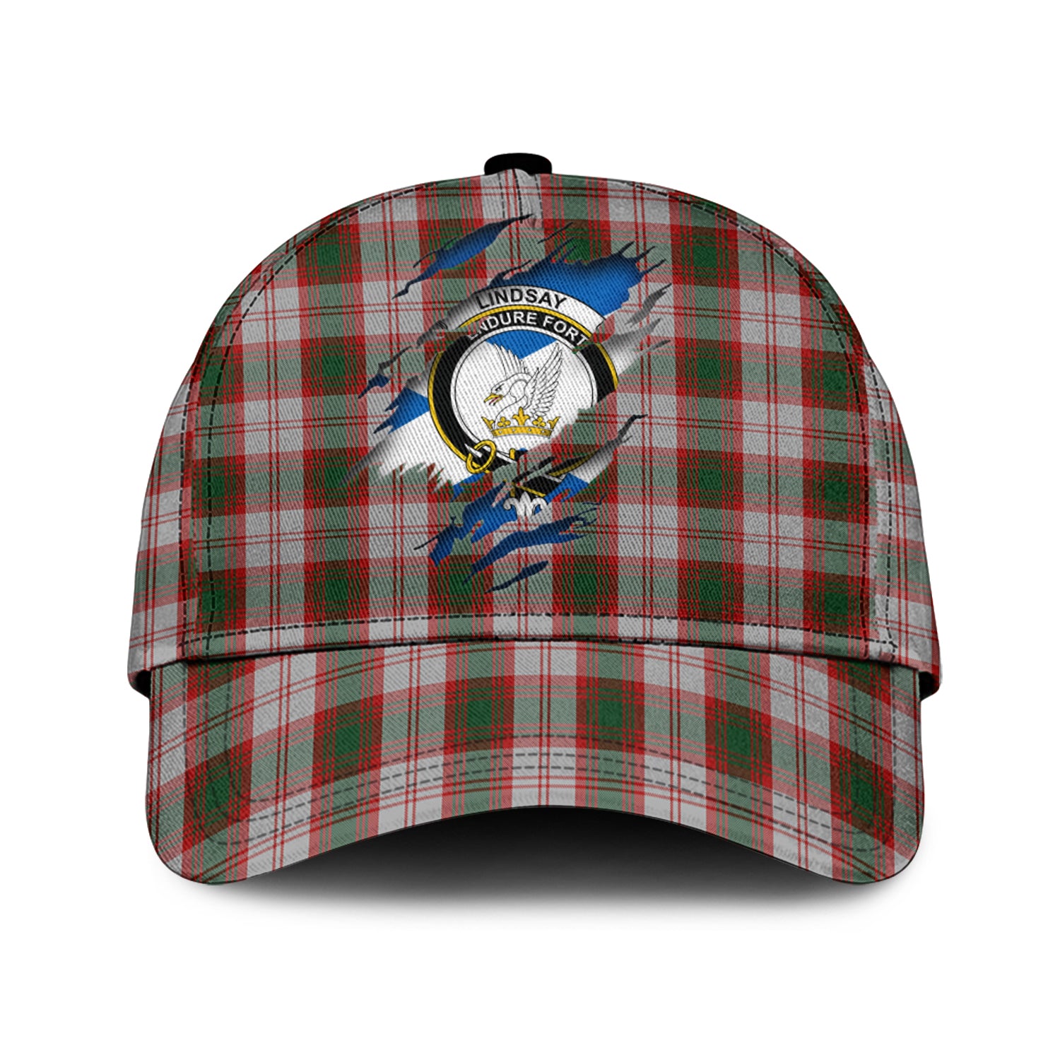 Lindsay Dress Red Tartan Plaid Cap, Family Crest In Me Style Tartan Baseball Cap TS23 Trucker Hats Custom Hats Gifts For Men & Women