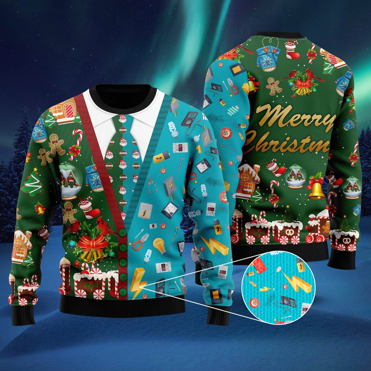 Lineman Ugly Christmas On Christmas Holiday Ugly Christmas Sweater Adult 3D Funny Matching for family